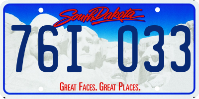 SD license plate 76IO33