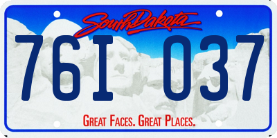 SD license plate 76IO37