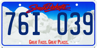 SD license plate 76IO39