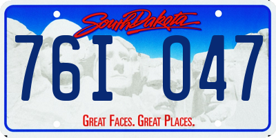 SD license plate 76IO47