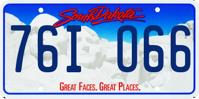 SD license plate 76IO66