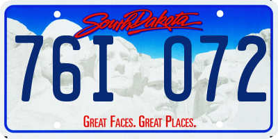 SD license plate 76IO72