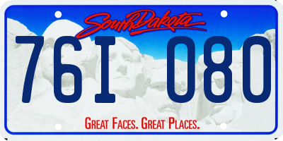 SD license plate 76IO80