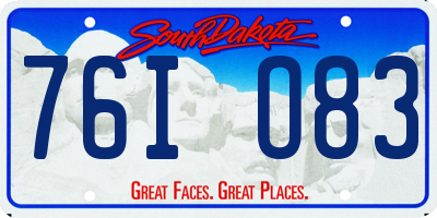 SD license plate 76IO83