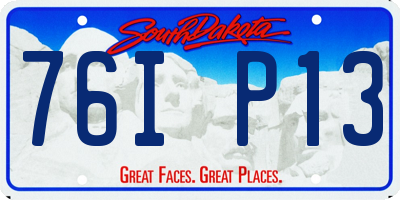 SD license plate 76IP13