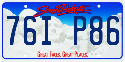 SD license plate 76IP86