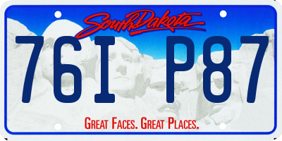 SD license plate 76IP87