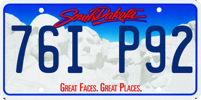 SD license plate 76IP92