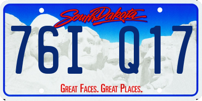 SD license plate 76IQ17