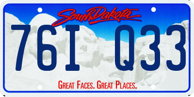 SD license plate 76IQ33