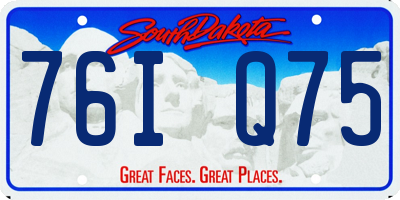 SD license plate 76IQ75