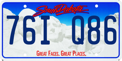 SD license plate 76IQ86