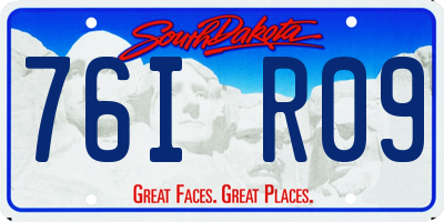 SD license plate 76IR09