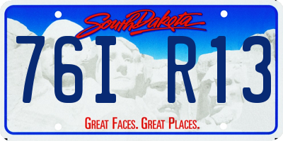 SD license plate 76IR13
