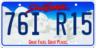 SD license plate 76IR15