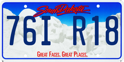 SD license plate 76IR18