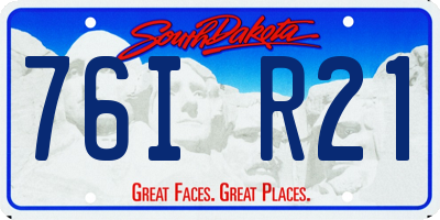 SD license plate 76IR21