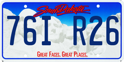 SD license plate 76IR26