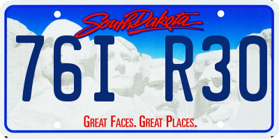 SD license plate 76IR30
