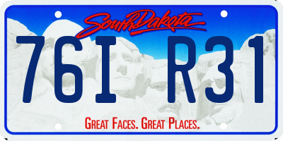 SD license plate 76IR31