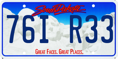 SD license plate 76IR33