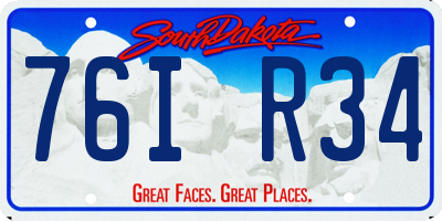 SD license plate 76IR34