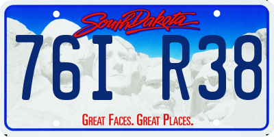 SD license plate 76IR38
