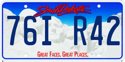 SD license plate 76IR42