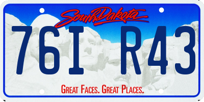 SD license plate 76IR43