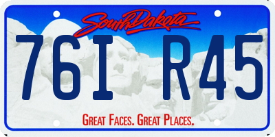 SD license plate 76IR45