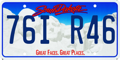 SD license plate 76IR46