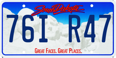 SD license plate 76IR47