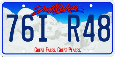 SD license plate 76IR48