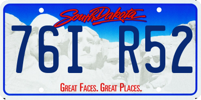 SD license plate 76IR52