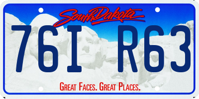 SD license plate 76IR63