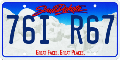 SD license plate 76IR67