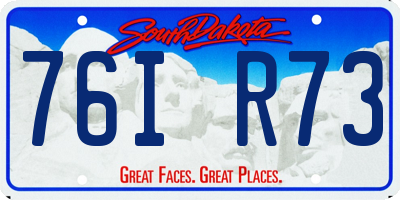 SD license plate 76IR73