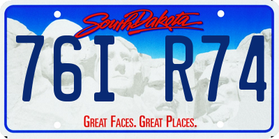 SD license plate 76IR74