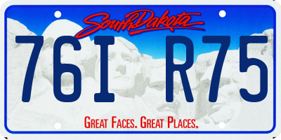 SD license plate 76IR75