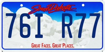 SD license plate 76IR77
