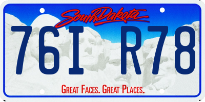 SD license plate 76IR78