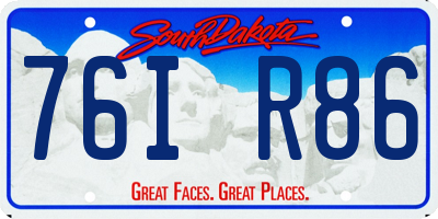 SD license plate 76IR86