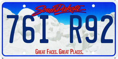 SD license plate 76IR92