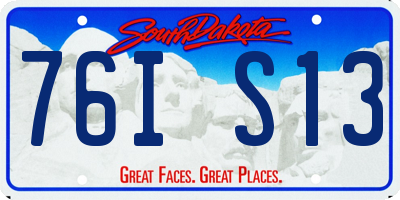 SD license plate 76IS13