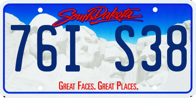 SD license plate 76IS38