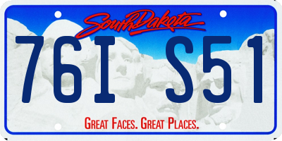 SD license plate 76IS51