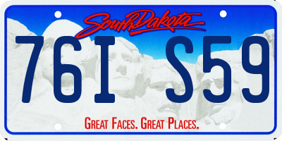 SD license plate 76IS59