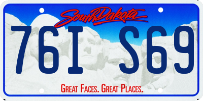 SD license plate 76IS69