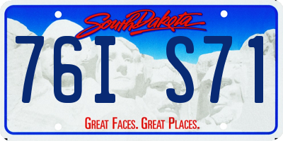 SD license plate 76IS71