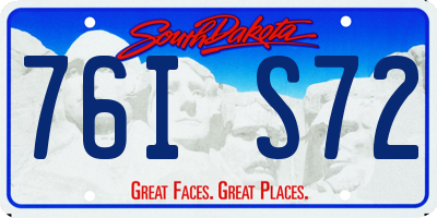 SD license plate 76IS72
